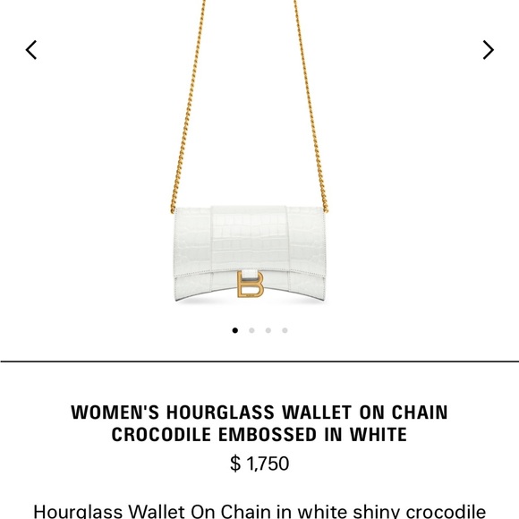 Balenciaga women’s hourglass wallet on a chain crocodile embossed - Picture 6 of 7